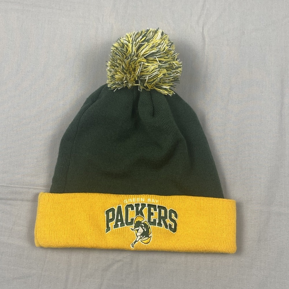 Green Bay Packers Beanie Hat Mens One Size Green Yellow Mitchell & Ness Football